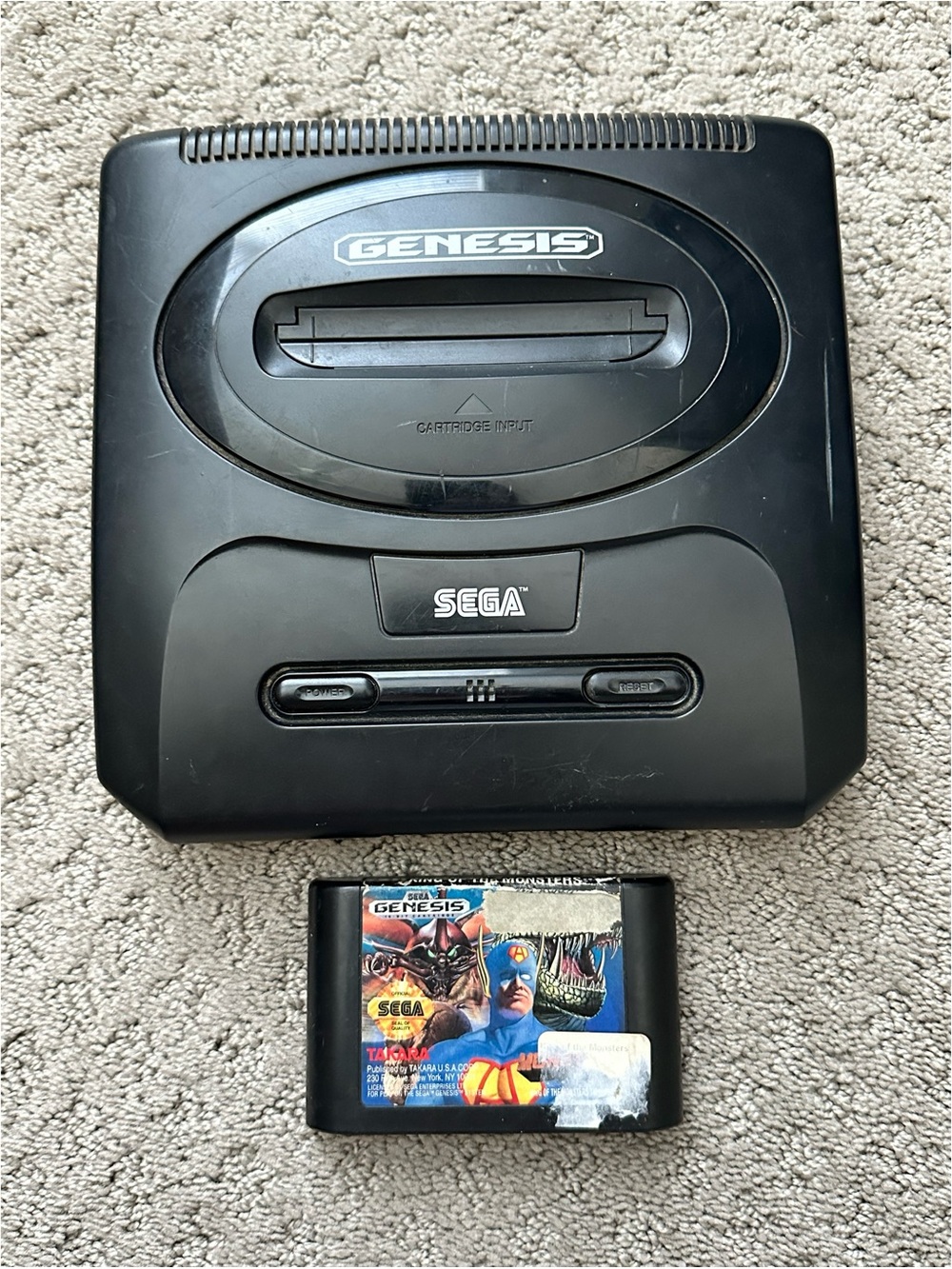Sega Genesis Model 1 Console Model MK-1631 + King of the Monsters Game Untested